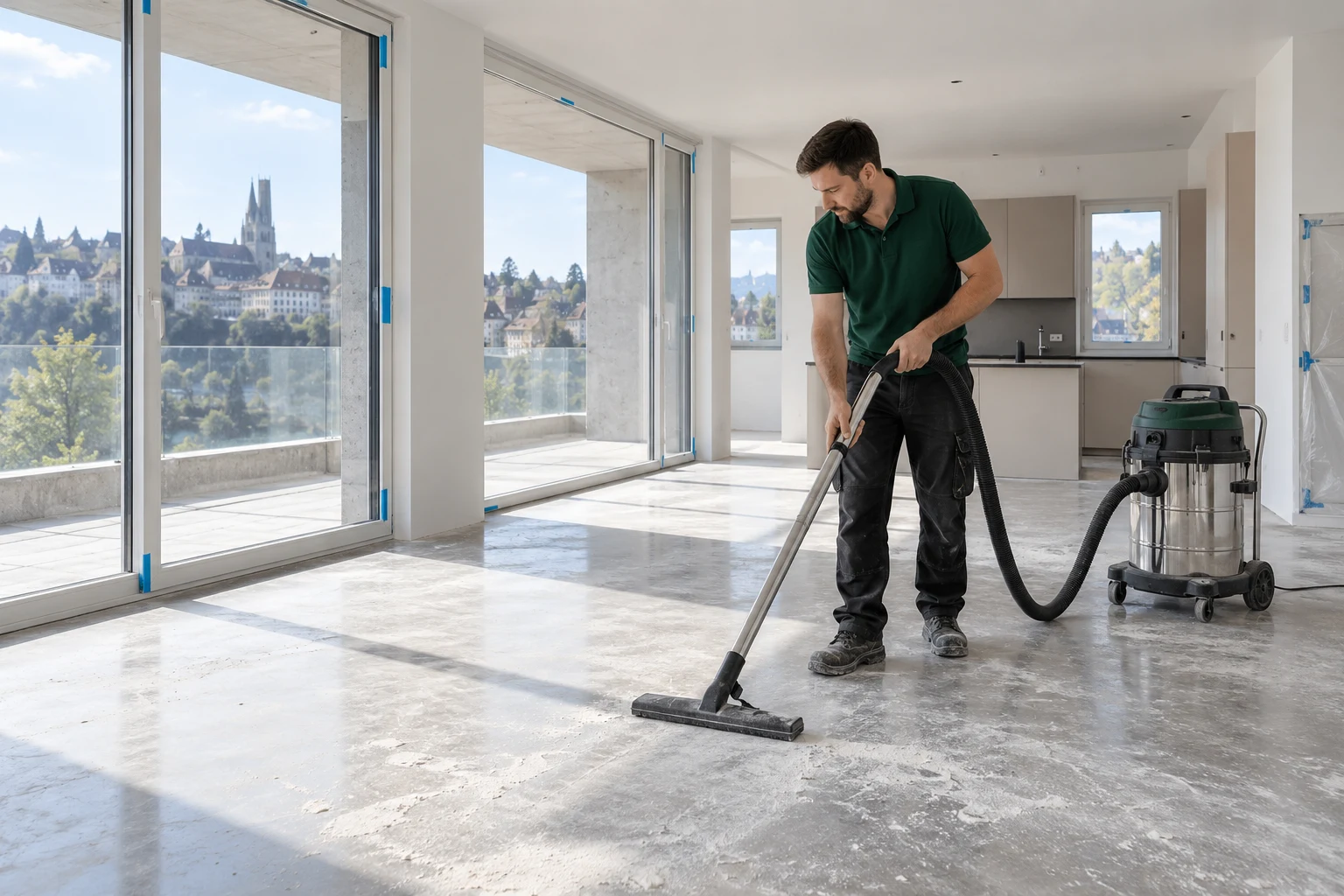 Nettoyage de fin de chantier dans un logement neuf